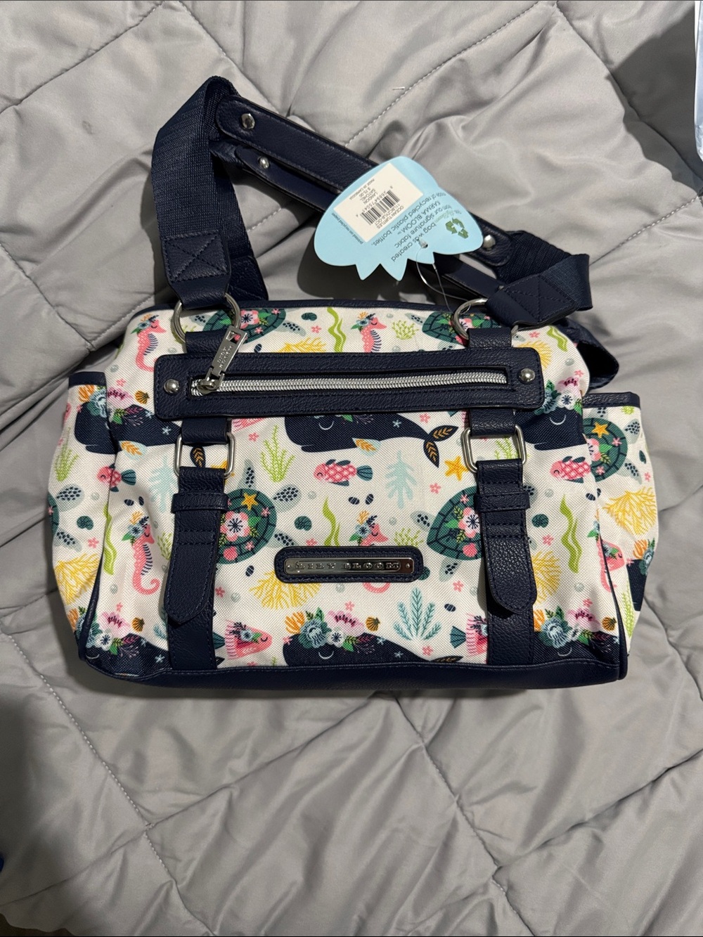 Lily Bloom Navy & Cream Sea Life Shoulder Bag